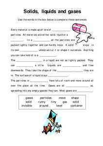 solid liquid and gases worksheet