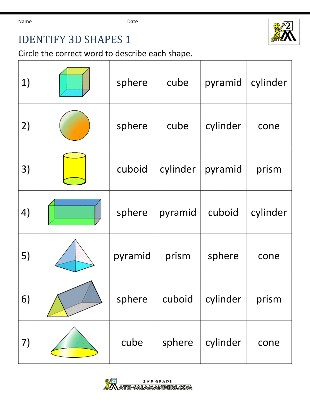 solid shape worksheet