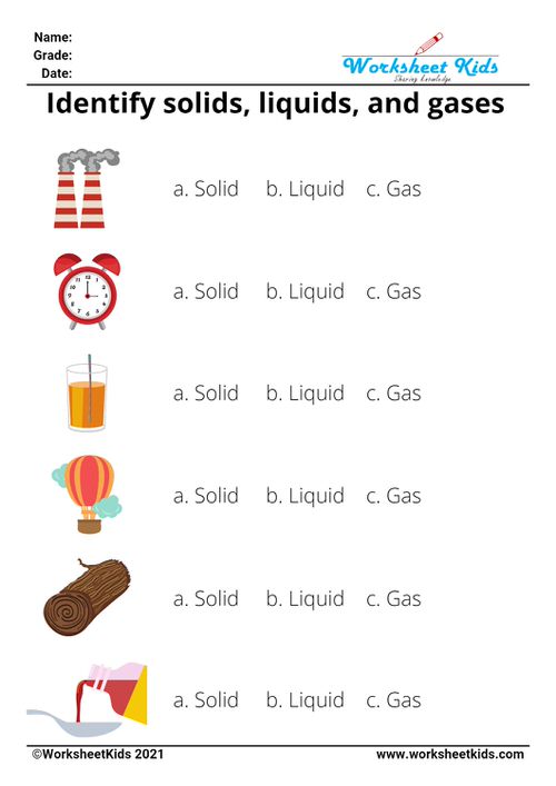 States of Matter Worksheets : Solid, Liquid and Gas - Free ...