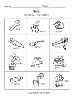 solids and liquids worksheet