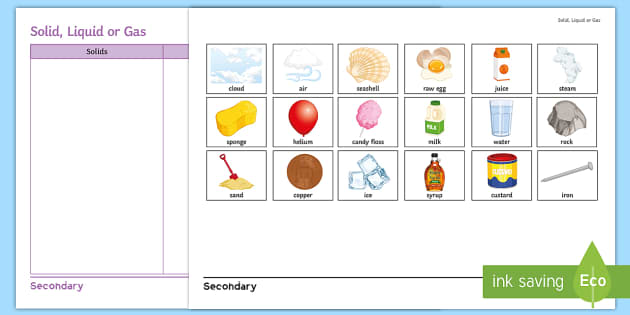 solids and liquids worksheet