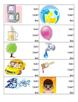 solids liquid and gases worksheet