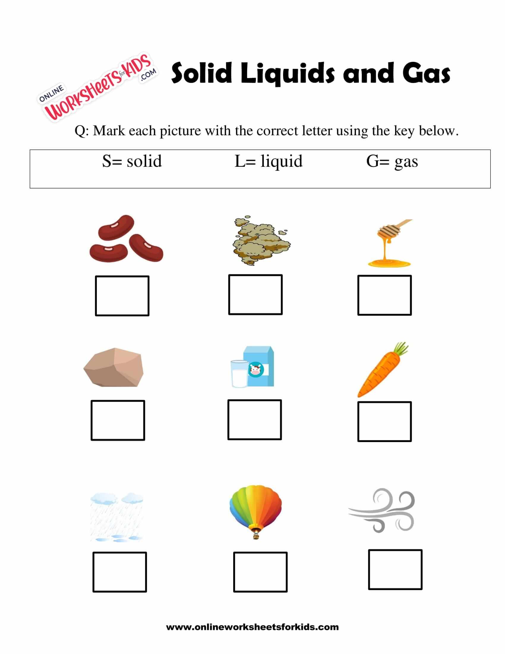 Free Printables Solids Liquids And Gas Worksheet for Grade 1