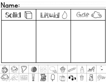 solids liquid and gases worksheet