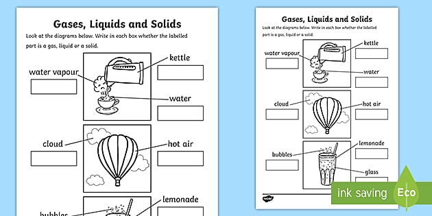 solids liquids and gases worksheet