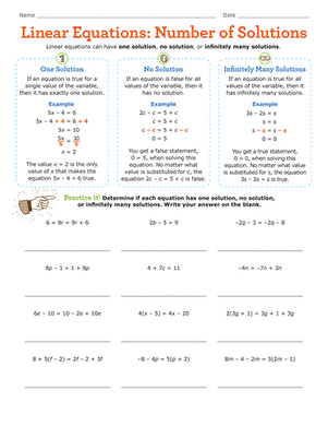 solution of equations worksheet