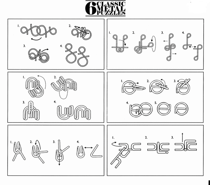 six classic metal puzzles solution 3D brain teasers