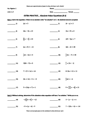 Solving Absolute Value Inequalities Worksheet - Fill and Sign ...