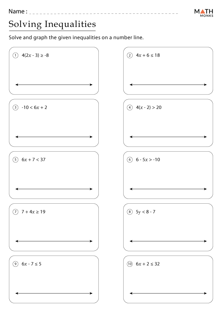 Graphing Inequalities Worksheets with Answer Key