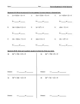 Free solve equations by factoring worksheet, Download Free solve ...