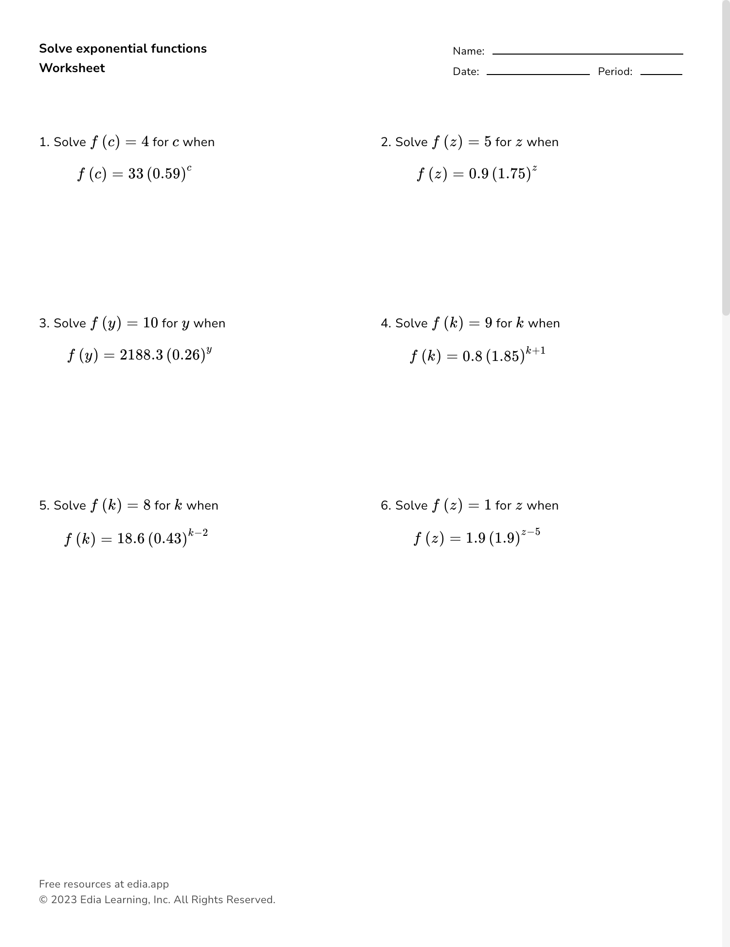 Edia | Free math homework in minutes - Worksheets Library