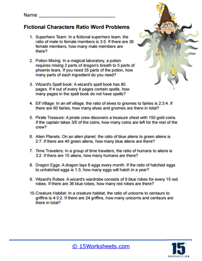 Ratio and Proportions Word Problems Worksheets