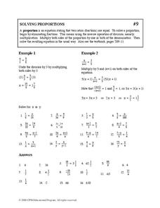 Solving Proportions Worksheet for 9th Grade | Lesson Planet