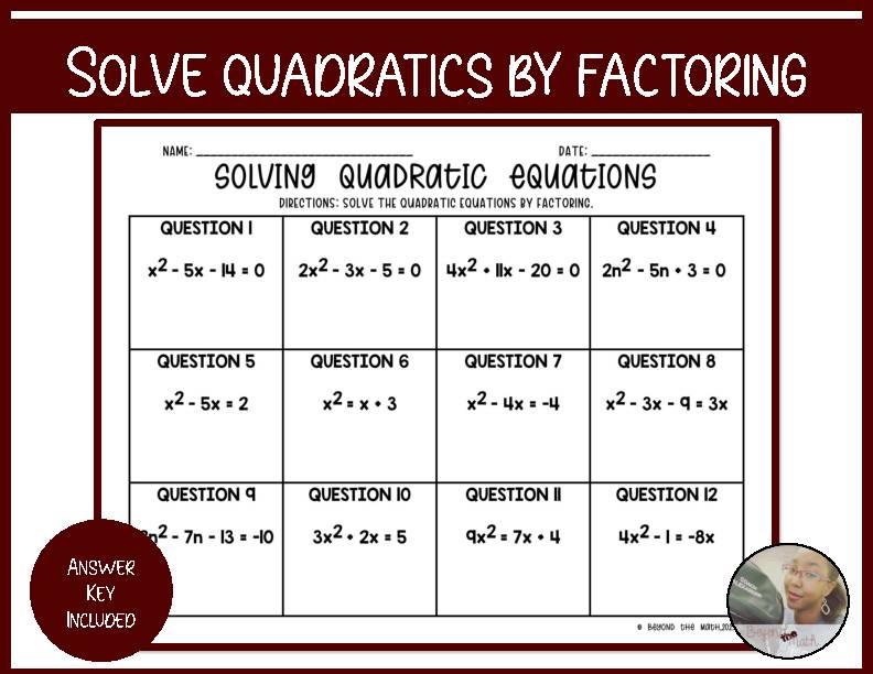 Free printable united states map - Solve Quadratic Equations By Factoring Worksheet 22 