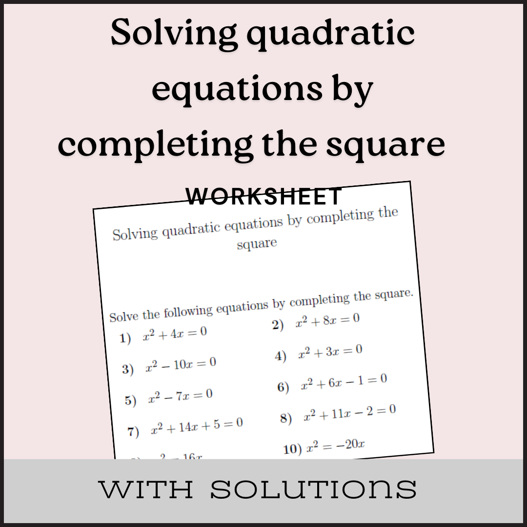 Solving Quadratic Equations (A) Worksheet | Printable Maths Worksheets ...