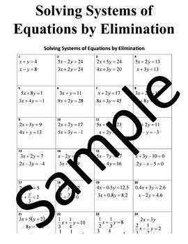 solve systems of equations worksheet