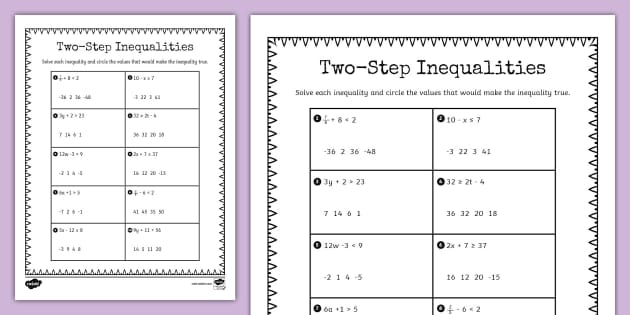 Seventh Grade Two-Step Inequalities Activity (teacher made)