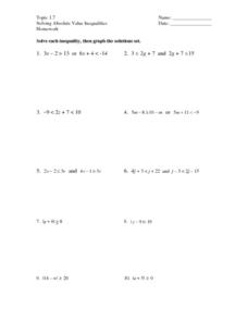 solving absolute value inequalities worksheet with answers