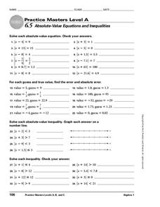 solving absolute value inequalities worksheet