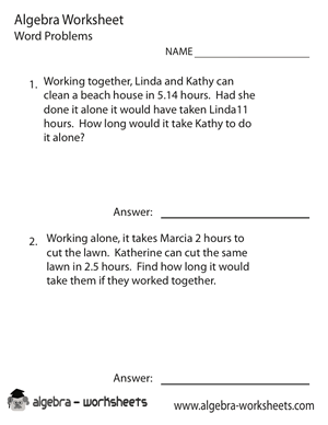 Free Printable Algebra Word Problems Worksheets - Also Available ...