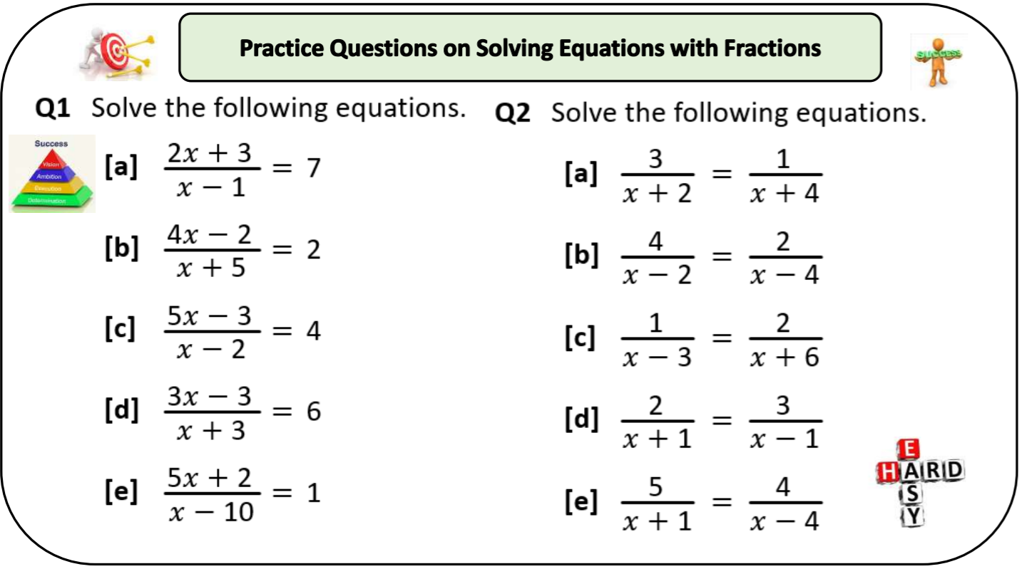 Solving Equations With Fractions Worksheets Library