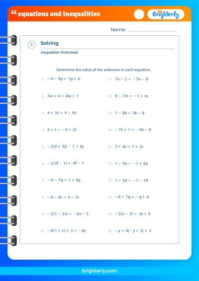 FREE Printable Equations and Inequalities Worksheets [PDFs]
