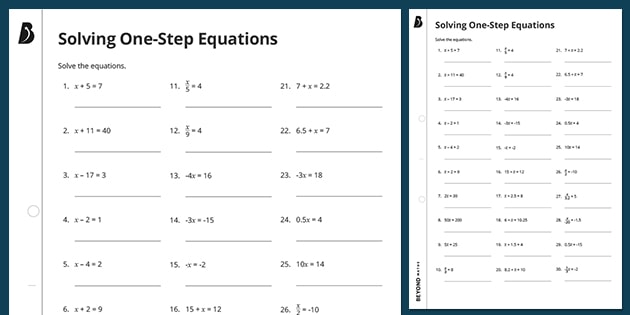 ? Simple Algebraic Equations Worksheets | Maths Resources
