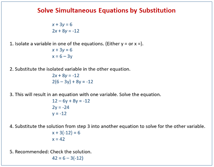 solving equations by substitution worksheet