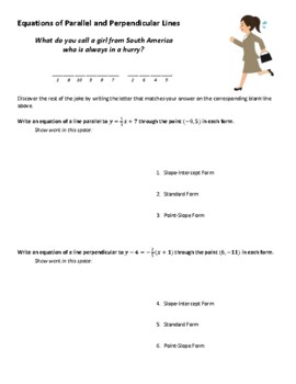 solving equations involving parallel and perpendicular lines worksheet answers