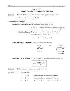 Review: Solving Equations Worksheet for 9th - 12th Grade | Lesson ...