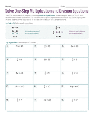 Solve One-Step Multiplication and Division Equations | Interactive ...
