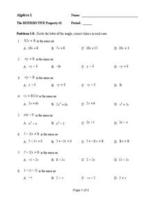 Distributive Property Lesson Plans &  Worksheets :: 49 - 72