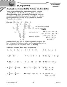 solving equations with variables on both sides worksheet answer key