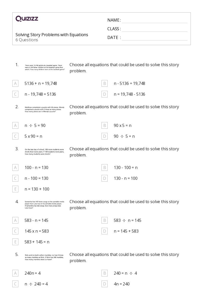 50+ Solving Equations worksheets for 3rd Grade on Quizizz | Free ...