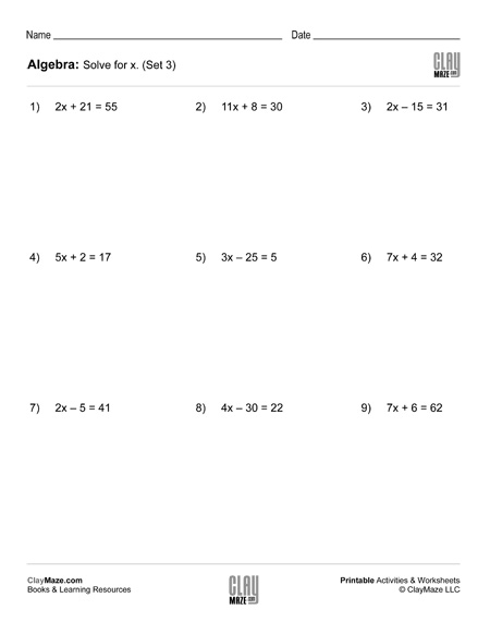 Algebra: 2 Step Addition &  Subtraction Equations (Set 3 ...
