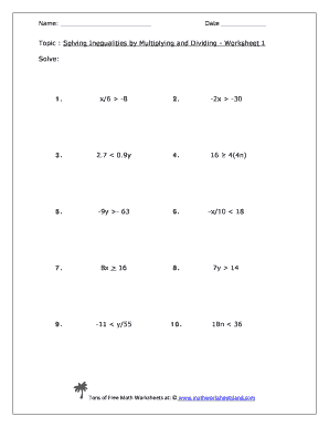 Solving Inequalities Worksheet - Fill Online, Printable, Fillable ...