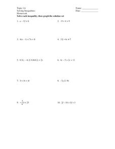 Solving Inequalities Worksheet for 9th Grade | Lesson Planet