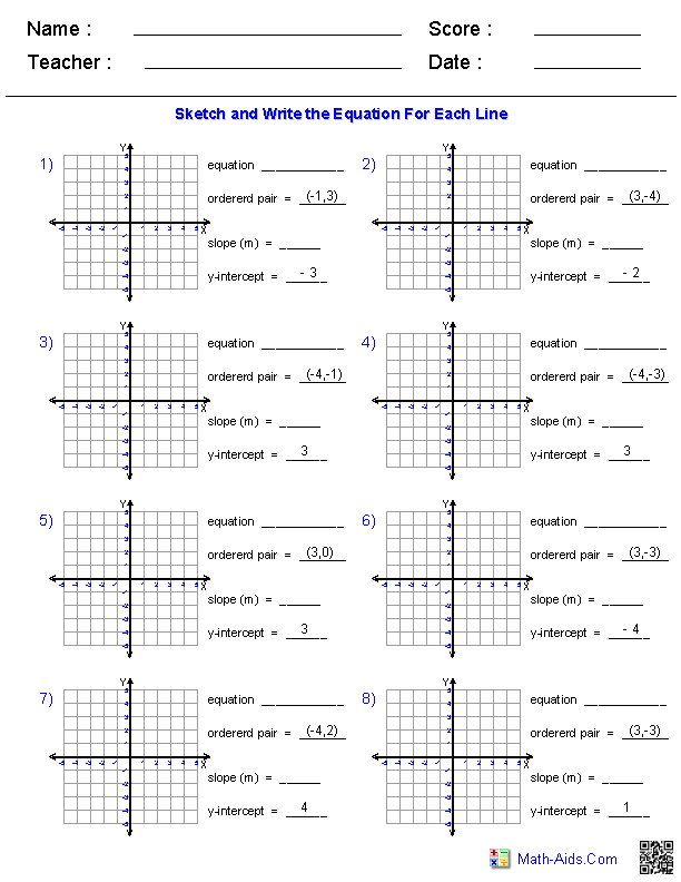 Algebra 1 Worksheets | Linear Equations Worksheets