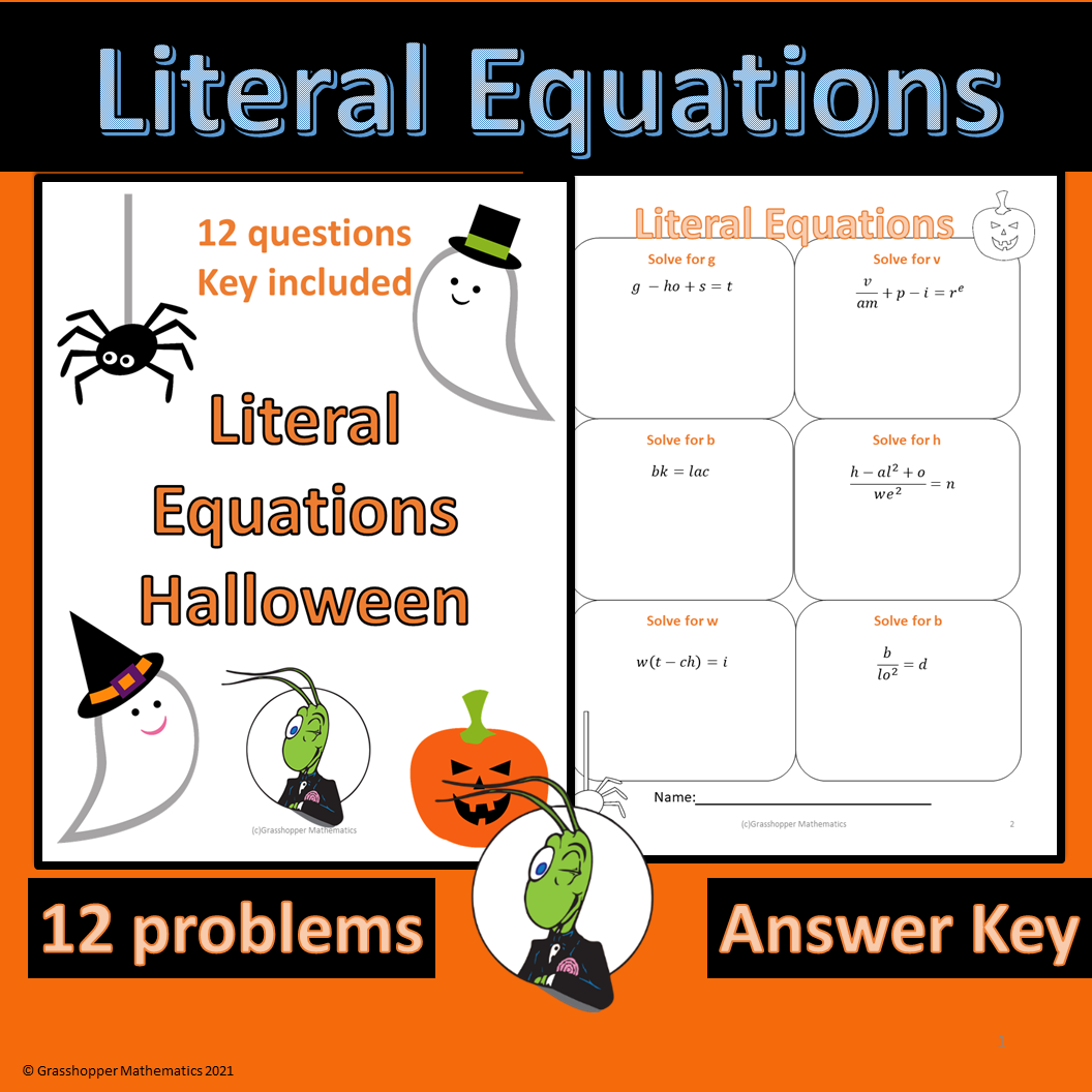 Halloween Literal Equations Worksheet | Made By Teachers - Worksheets