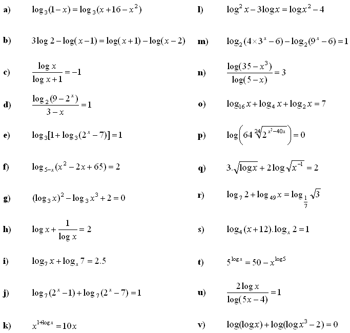 Math Exercises &  Math Problems: Logarithmic Equations and Inequalities