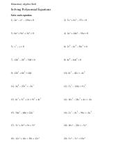 polyeqns - Elementary Algebra Skill Solving Polynomial Equations ...