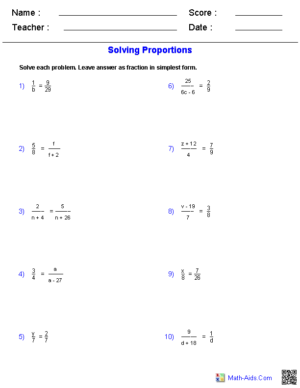 solving proportions worksheet pdf