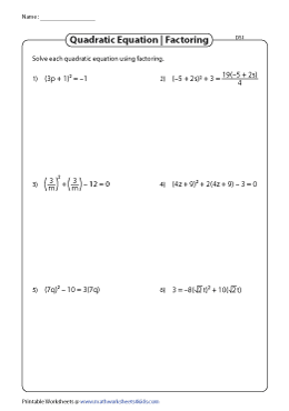 solving quadratic equations by factoring worksheet algebra 2