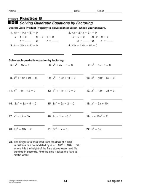 solving quadratic equations by factoring worksheet answers algebra 1