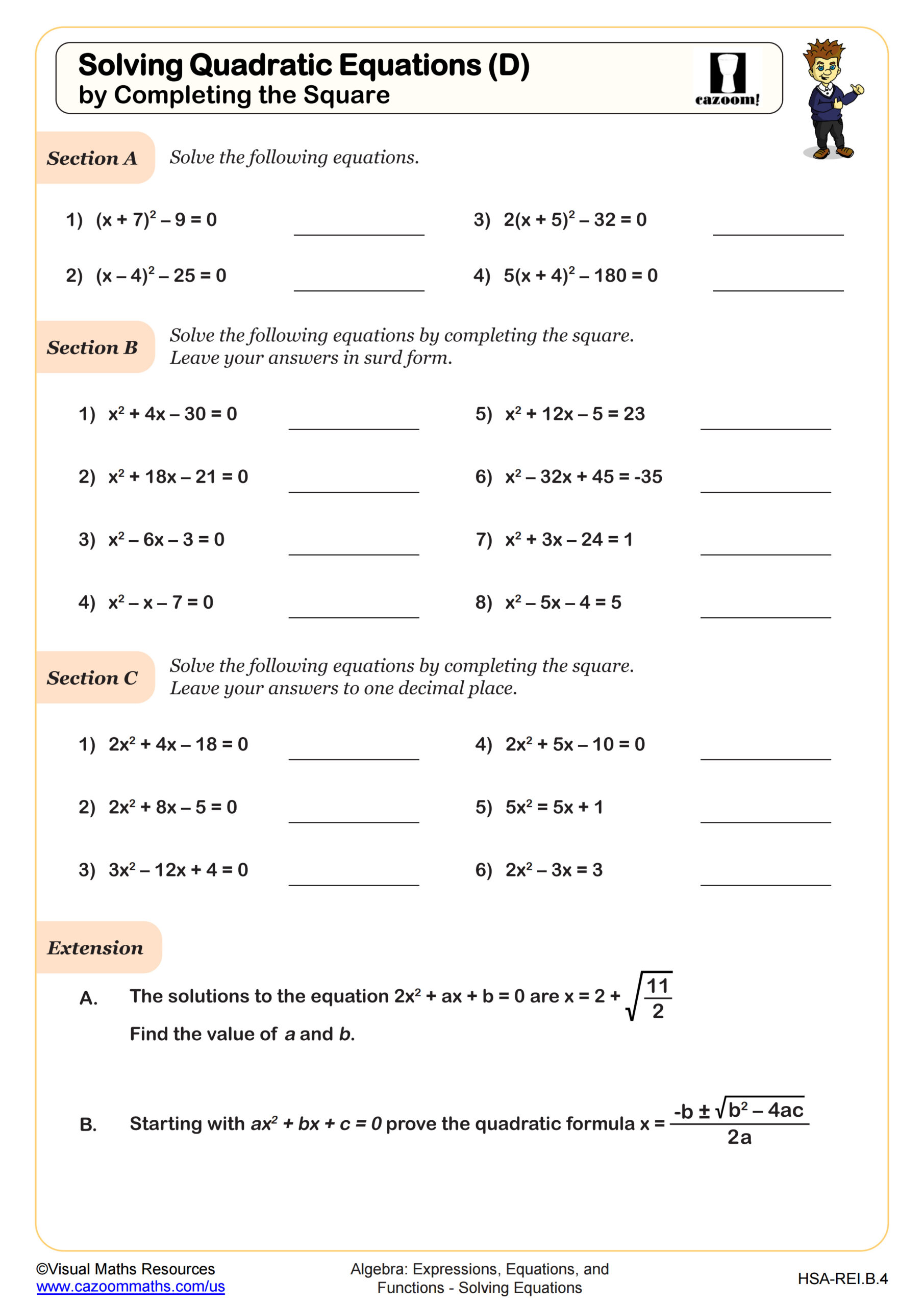 Solving Quadratic Equations (D) - By Completing the Square ...