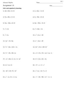 solving quadratic equations worksheet answers