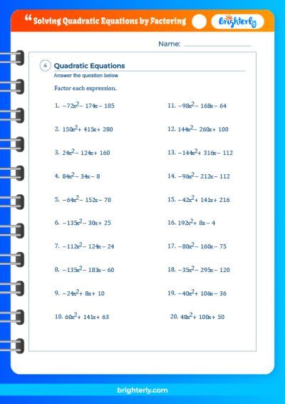 FREE Solving Quadratic Equations By Factoring Worksheets [PDFs ...