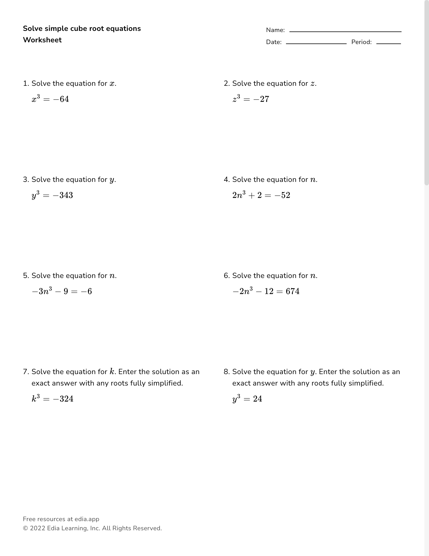 solving quadratic equations worksheet with answers