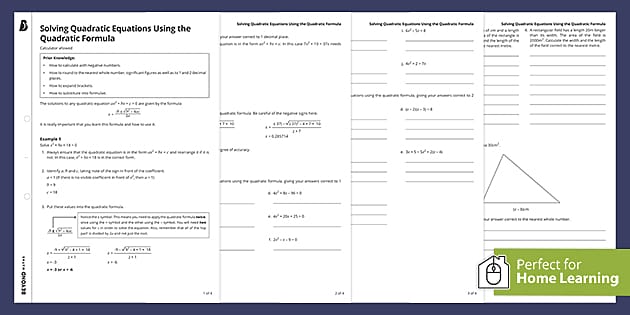solving quadratic functions worksheet
