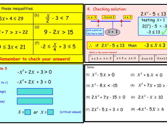 Solving Quadratic Inequalities notebook Worksheets Library Solving Quadratic Inequalities notebook Worksheets Library